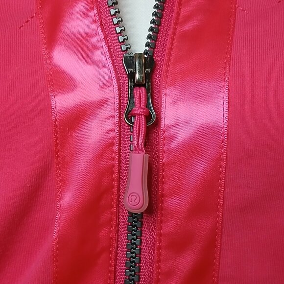Lululemon Mogul Full-Zip Satin Ribbon Trim Jacket RARE size 8 hot pink - Picture 3 of 9